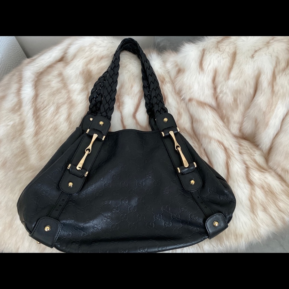 Gucci Pelham Guccissima Black Hobo All Leather